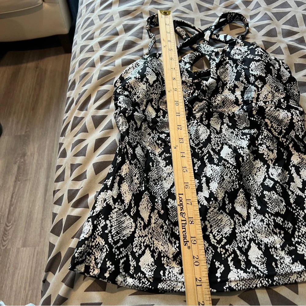 Ibiza Size S‎ Metallic Reptile Snake Print Strappy Cutout Front Tankini Swimwear